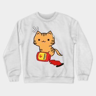 Funny Orange Cat Spilled Hot Sauce Crewneck Sweatshirt